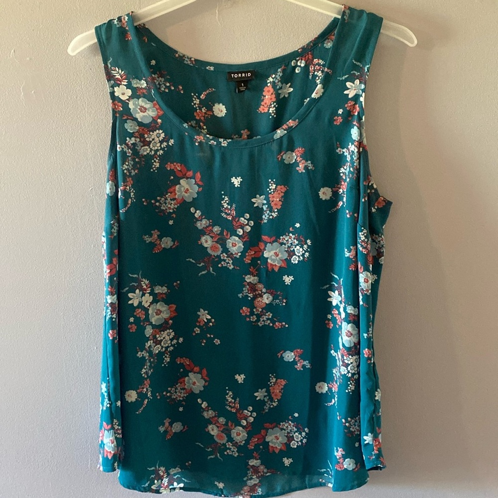 Blue-Green Floral Tanktop